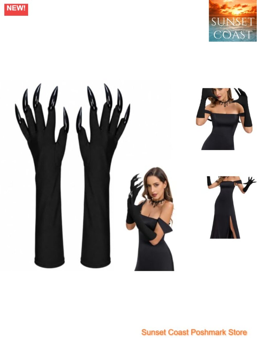 Long Witch Claw Gloves Stretch Polyester Costume Accessory
